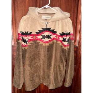 Bit & Bridle Southwestern Aztec Fleece Zip Up Hoodie‎ Jacket Women M